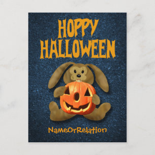 Postal feliz de Halloween Bunny Jack-o-Lantern