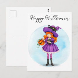 Postal feliz de la bruja de Halloween