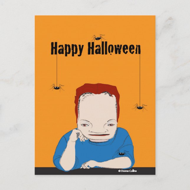 Postal feliz de las arañas de Halloween (Anverso)