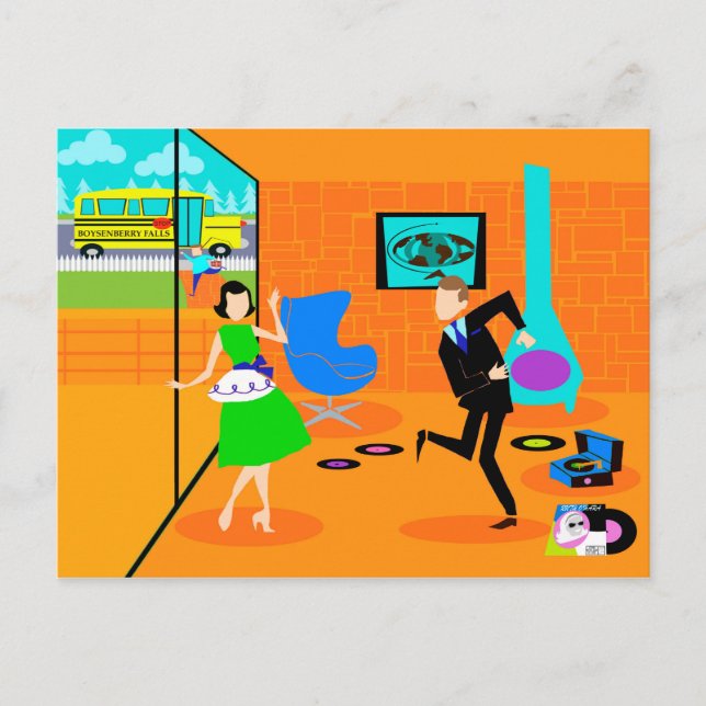 Postal feliz de padres retro (Anverso)