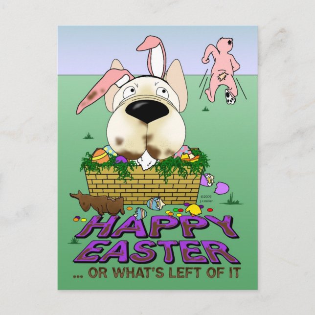 Postal feliz de Pascua del bulldog francés (Anverso)