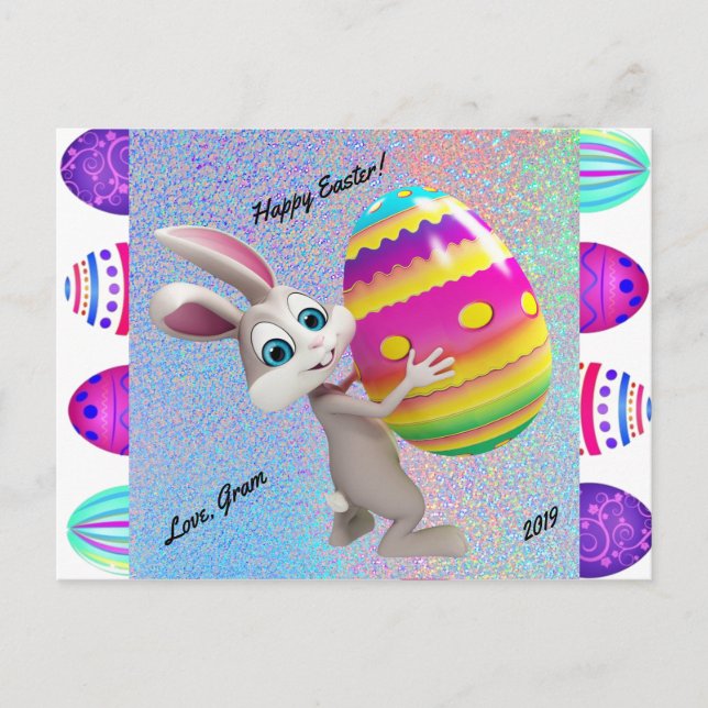Postal feliz de Pascua - Personaliza con nombre y  (Anverso)