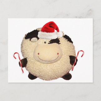 Postal feliz de Santa del navidad de la vaca