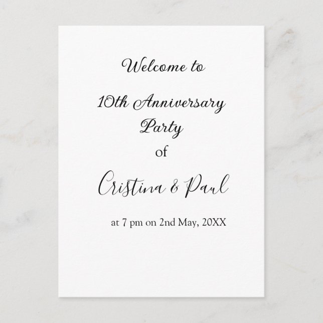 Postal Feliz décimo aniversario nombre de boda simple min (Anverso)