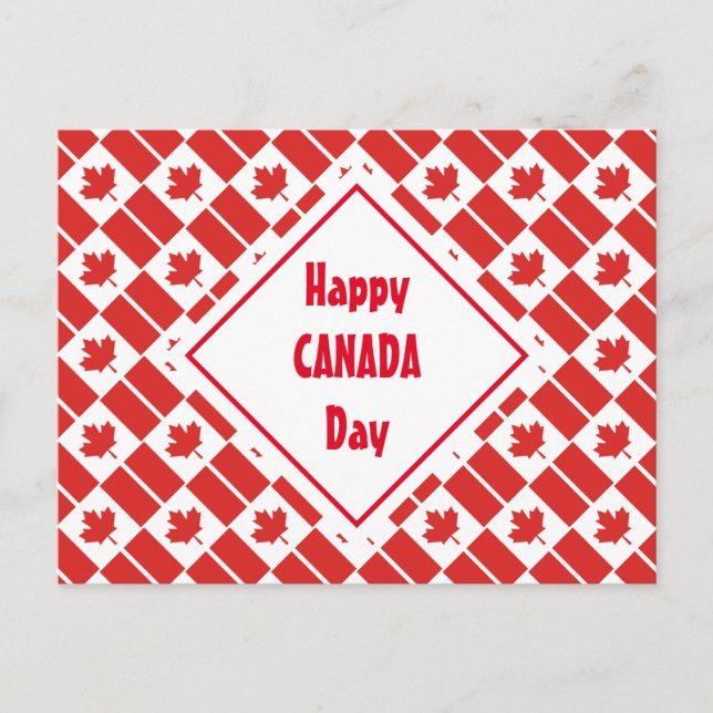 Postal FELIZ DÍA CANADÁ Patriótico 1 de julio Canadá (Anverso)