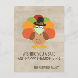 Postal Feliz Día de Acción de Gracias 2020 Pavo con Másca