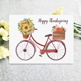 Postal Feliz Día de Acción de Gracias Bicicleta Vintage
