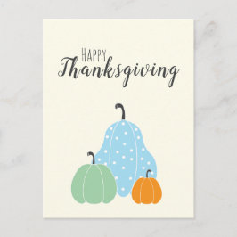 Postal Feliz Día de Acción de Gracias Cute Pumpkins Green