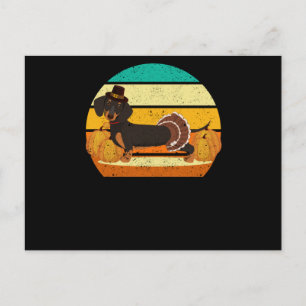 Postal Feliz Día de Acción de Gracias dachshund día del p