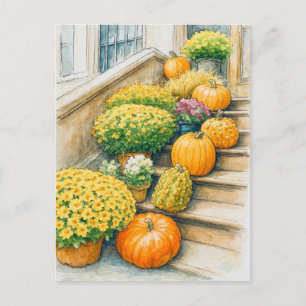 Postal Feliz Día de Acción de Gracias de Otoño Calabaza T