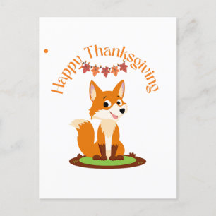 Postal Feliz Día de Acción de Gracias Fox Sonriente