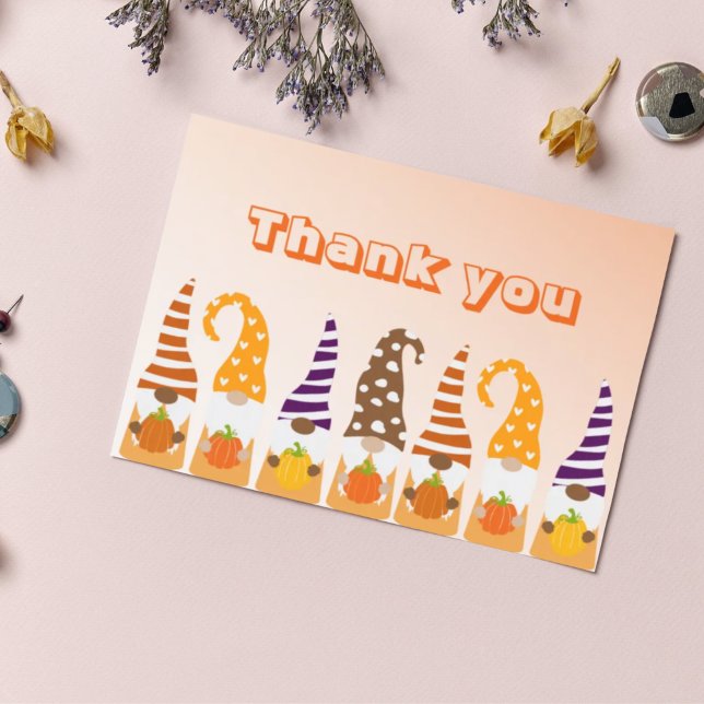 Postal Feliz Día de Acción de Gracias Gnomes Calabaza Caí (Subido por el creador)