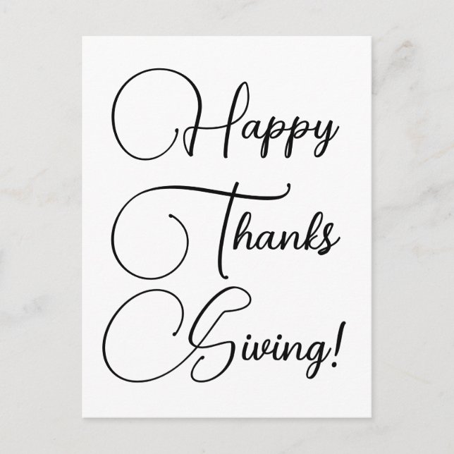 Postal Feliz Día de Acción de Gracias personalizado negro (Anverso)