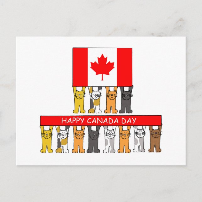 Postal Feliz Día de Canadá Personalizados gatos (Anverso)