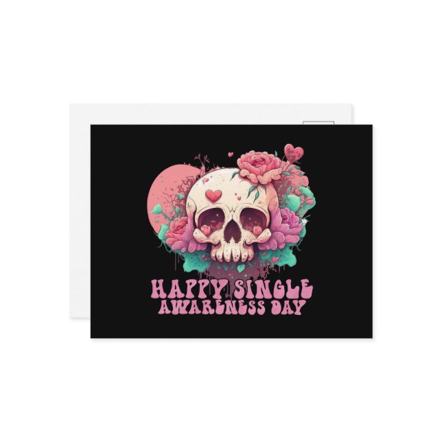 Postal Feliz Día de Conciencia Única Valentine Skull (Anverso/Reverso In Situ)
