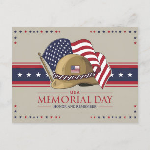 Postal Feliz Día de Conmemoración Bandera de Estados Unid