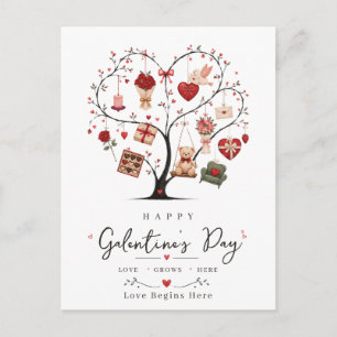Postal Feliz Día de Galentines Amiga Corazón Árbol Amor