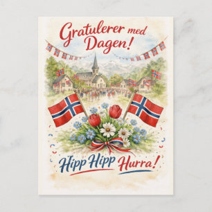 Postal Feliz Día de la Constitución de Noruega - 17 de Ma