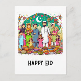 Postal Feliz Día de la Familia Eid, divertido celebración
