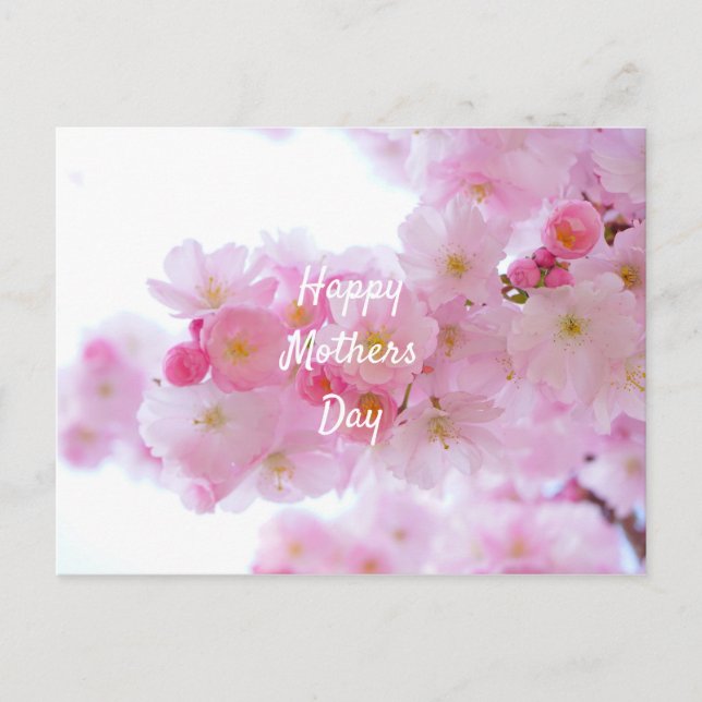 Postal Feliz Día de la Madre Árbol de cerezo rosa (Anverso)