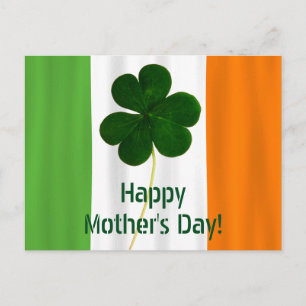 Postal Feliz Día de la Madre Bandera Irlandesa Shamrock I