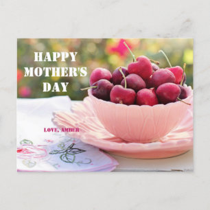 Postal Feliz Día de la Madre bonito cerezas Fruta Mamá