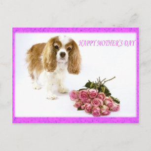 Postal Feliz Día de la Madre Cavalier Con Ramo de Rosas