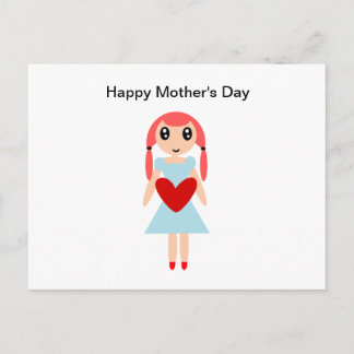 Postal Feliz día de la madre Chica con corazón