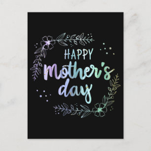 Postal Feliz Día de la Madre Colores Florales Arcoíris