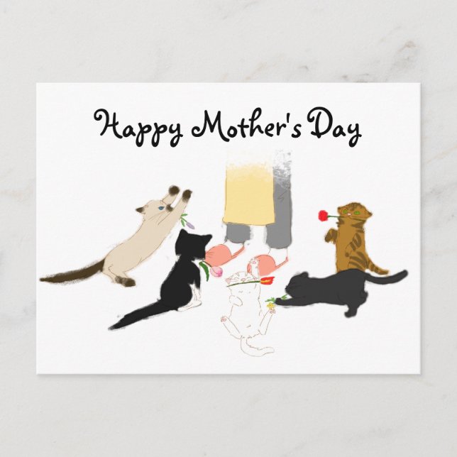 Postal Feliz Día de la Madre con Kitty. (Anverso)