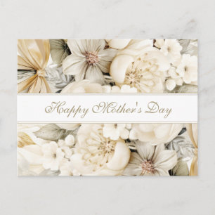 Postal Feliz día de la madre crema de vainilla letra Flor