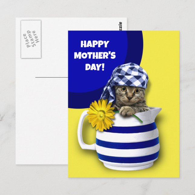 Postal Feliz Día de la Madre. Cute Kitten (Anverso / Reverso)