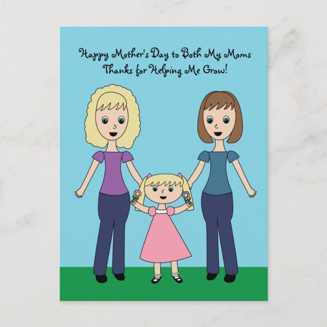 Postal Feliz Día de la Madre, dos mamás se convierten en  (Anverso)