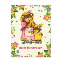 Feliz Día de la Madre. Familia De Osos Vintage