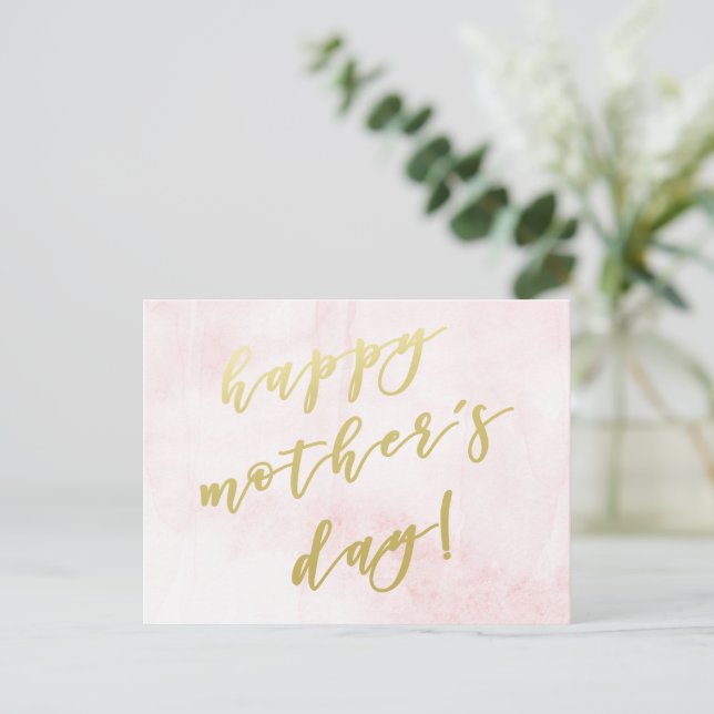 Postal Feliz Día de la Madre | Faux Gold Script (Anverso de pie)