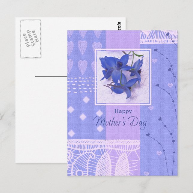Postal Feliz Día de la Madre. Flores de primavera (Anverso / Reverso)