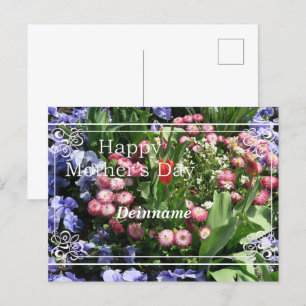 Postal feliz día de la madre, frühlingsblumen mit schrift