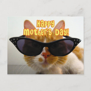 Postal Feliz Día de la Madre Gato Genial con Gafas de Sol