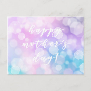Postal ¡Feliz Día de la Madre! Glam Purple Bokeh Sparkles