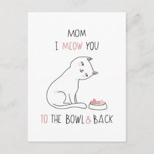 Postal Feliz Día de la Madre, mamá del gato a la luna y d