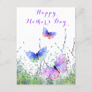 Postal Feliz Día de la Madre Mariposas volando primavera