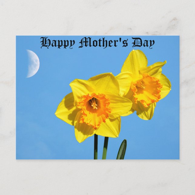 Postal Feliz Día de la Madre Narcisos flores de Medalla d (Anverso)