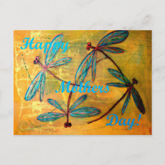 Postal Feliz Día de la Madre Niebla Dragonfly
