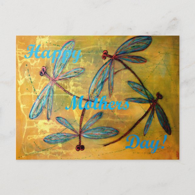 Postal Feliz Día de la Madre Niebla Dragonfly (Anverso)