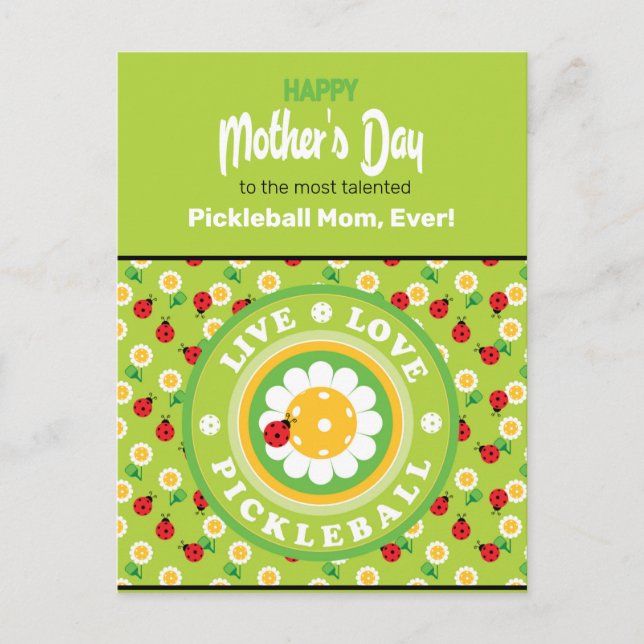 Postal Feliz Día de la Madre para la Madre del Pickleball (Anverso)