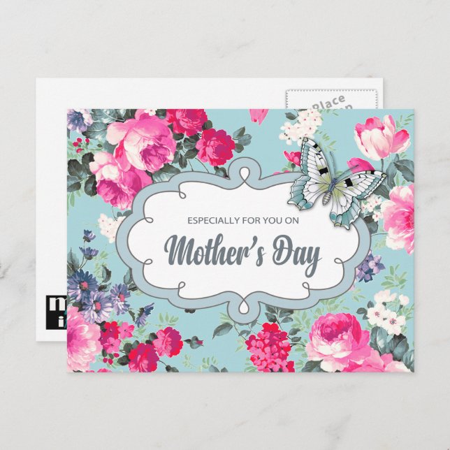 Postal Feliz Día de la Madre. Pintura antigua de Rosa (Anverso / Reverso)