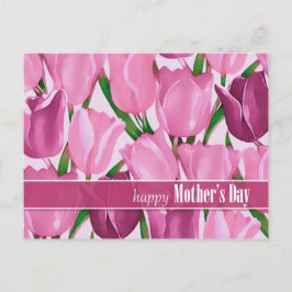 Postal Feliz Día de la Madre. Pintura de tulipanes de pri