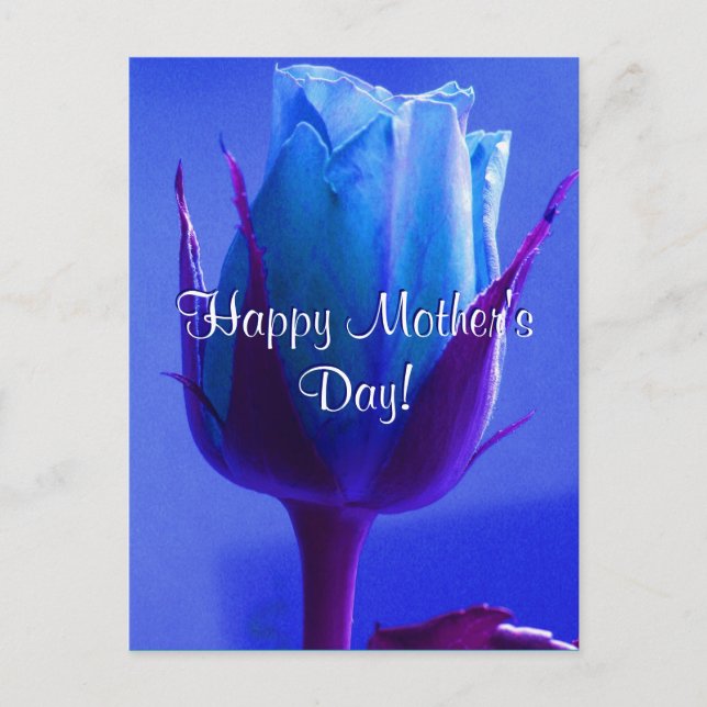 Postal Feliz Día de la Madre Rosa Azul (Anverso)