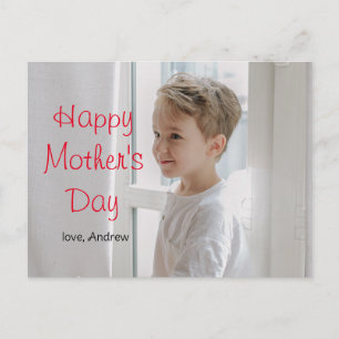 Postal Feliz día de la madre, simple foto de un niño dulc