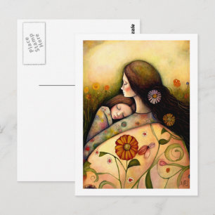 Postal Feliz Día de la Madre y pintura de la hija